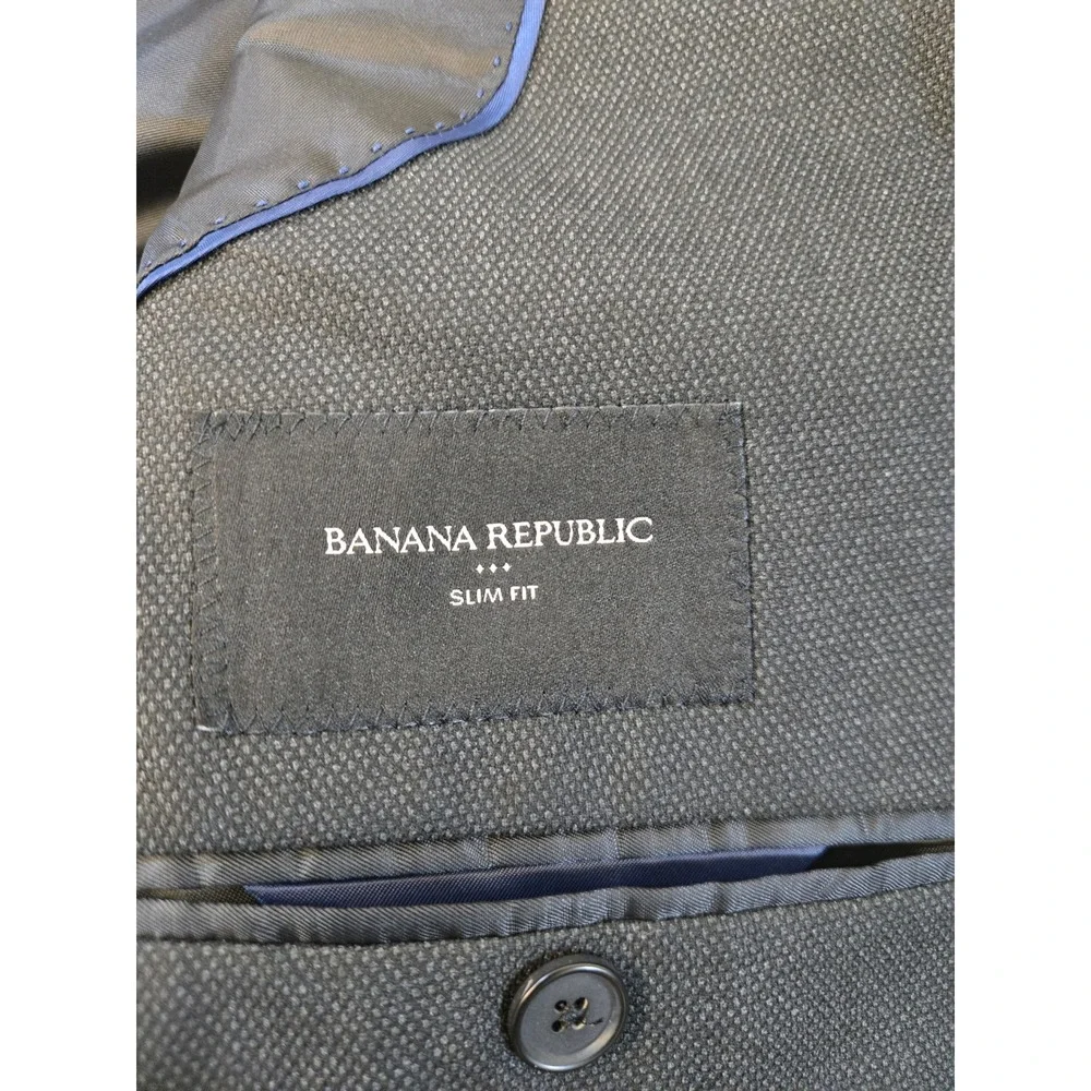 Banana Republic Mens 42L Slim Fit Charcoal Gray Nailhead Blazer Suit Jacket 42 L